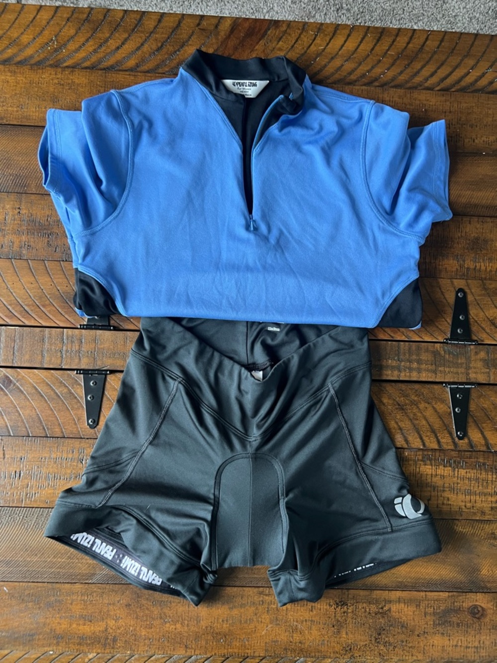 Pearl Izumi Blue Short Sleeve Jersey with Black Padded Cycling Shorts